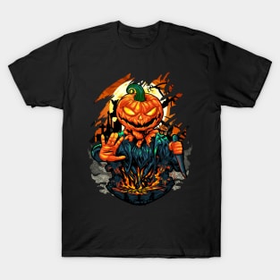 Halloween Pumpkin Monster Horror Creepy Art T-Shirt